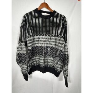 VTG‎ Adolfo Mens Tall 2XL 90s 3D Knit Grandpa Sweater Hip Hop Preppy Wool Blend